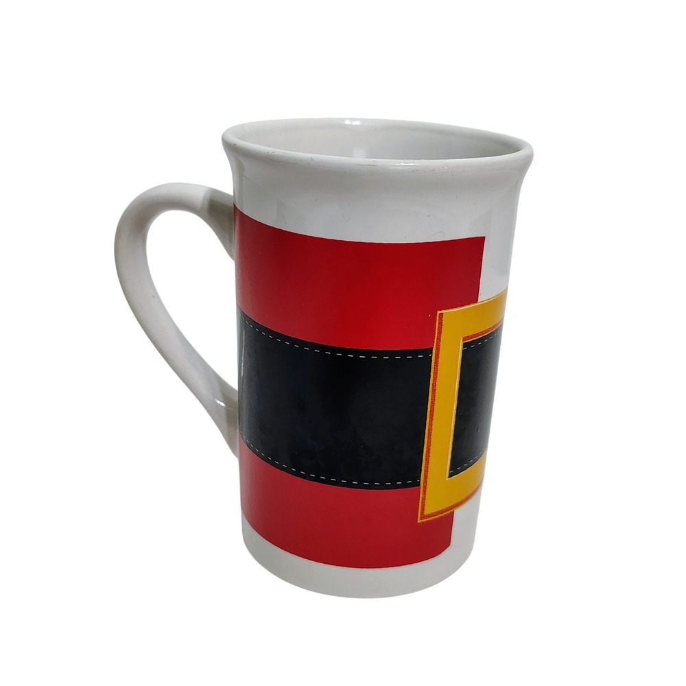 Royal Norfolk Santa Belt Mug‎ White Red Black Gold Ceramic Coffee Cup